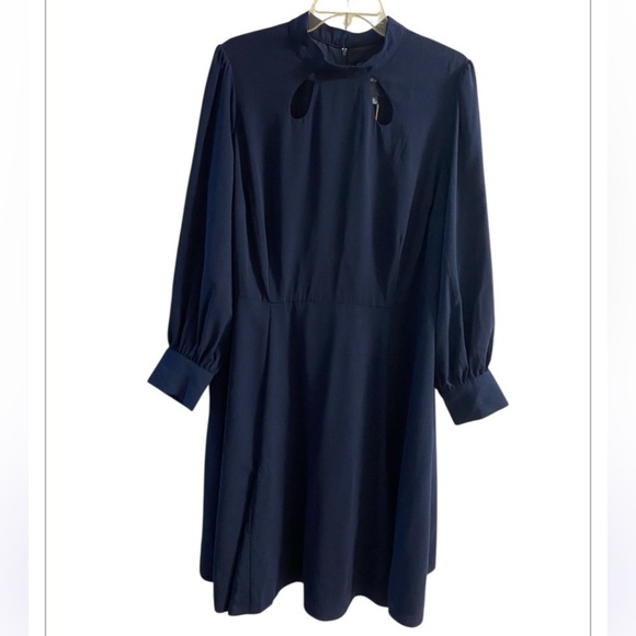 ModCloth Keyhole Navy Midi Dress Long Sleeve Size 22 NWT - Picture 3 of 13